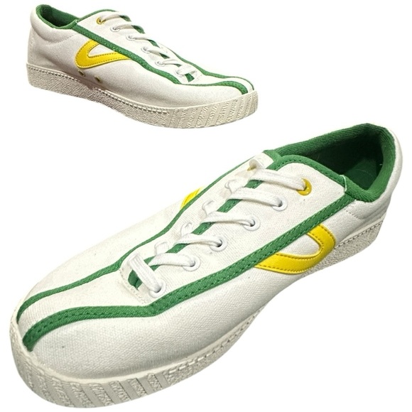 Tretorn Other - Tretorn x J.Crew Nylite Canvas Sneakers White Green Yellow Size 10 Retro Low-Top